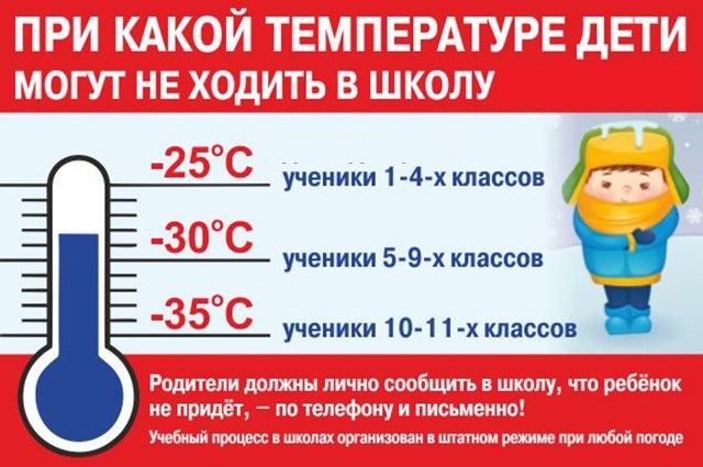 Температурный режим для ограничения посещения обучающихся лицея в зимний период.